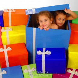 Kids out of Gift Boxes Photo